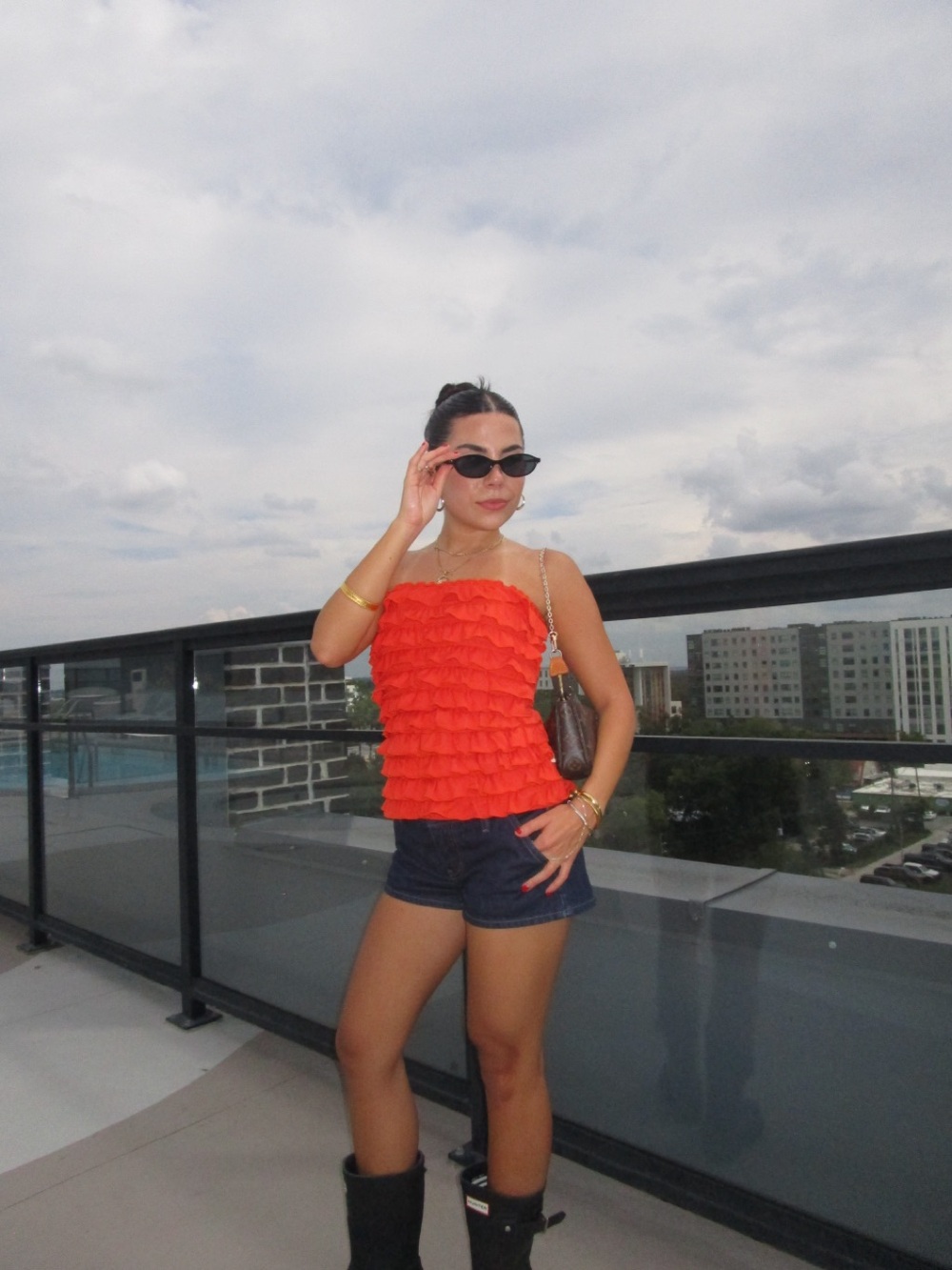 Women's Ruffled Top - Orange - Picture 3 of 3